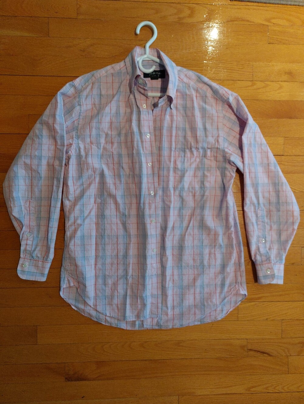 Brooks Brothers Light Pink and Blue Plaid Button-Down Shirt
